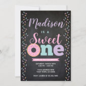 ドーナツ、スウィートワン、1歳の誕生日 招待状 (正面)