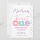 ドーナツ、スウィートワン、1歳の誕生日 招待状 (正面)