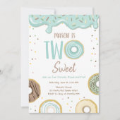 ドーナツ·ツー·スイート·ブルー·パステル·セカンド·バースデー·パーティー 招待状 (正面)