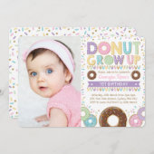 ドーナツ ドーナッツ 成長しよう お誕生日 スプリンクル 招待状 (正面/裏面)