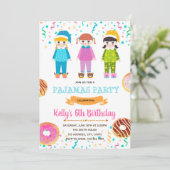ドーナツ パジャマ 誕生日パーティー招待状 招待状 (スタンド正面)