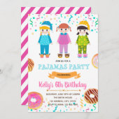 ドーナツ パジャマ 誕生日パーティー招待状 招待状 (正面/裏面)