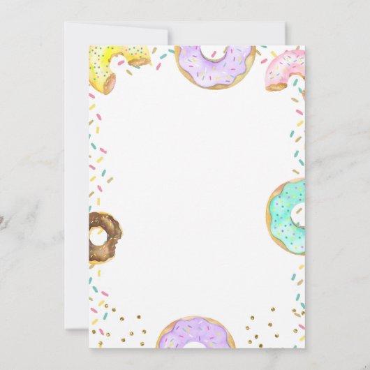 ドーナツ·ピンクが女の子の誕生パーティー 招待状 (裏面)