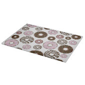 ドーナツ、ピンクドーナツ、ブラウンドーナツのパターン カッティングボード (角)