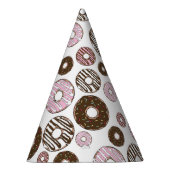 ドーナツ、ピンクドーナツ、ブラウンドーナツのパターン パーティーハット (右)