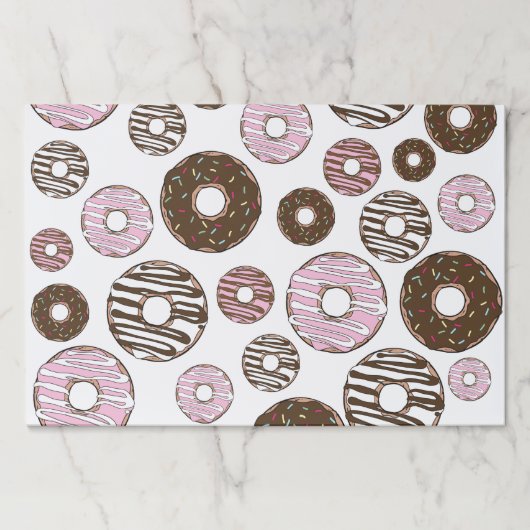 ドーナツ、ピンクドーナツ、ブラウンドーナツのパターン ペーパーパッド (正面)