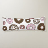 ドーナツ、ピンクドーナツ、ブラウンドーナツのパターン ボディピロー (裏面)