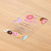 ドーナツ ピンク ベビーシャワー アクリル招待状 (レイダウン)