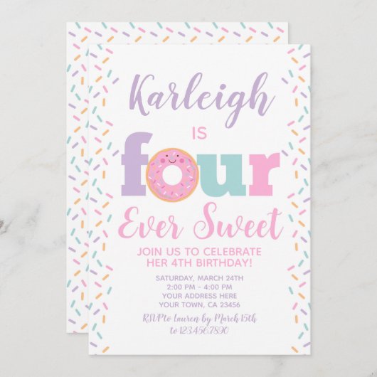 ドーナツ フォーエバー スウィート 招待状 (正面/裏面)