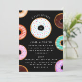 ドーナツ ブラック ベビーシャワー 招待状 (スタンド正面)