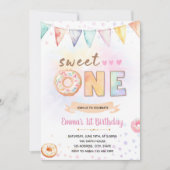 ドーナツ ワン スウィート バースデー インビテーション (正面)