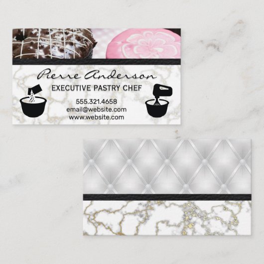 ドーナツ |大理石金ゴールド |材料とボウルの混合 ロイヤリティカード (正面/裏面)