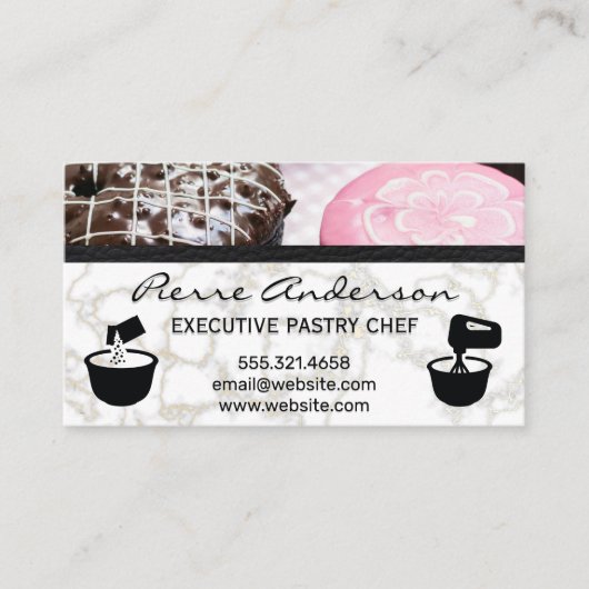 ドーナツ |大理石金ゴールド |材料とボウルの混合 ロイヤリティカード (正面)