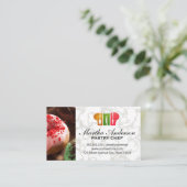 ドーナツ | 金ゴールド白大理石 | シェフハットロゴ 名刺 (スタンド正面)