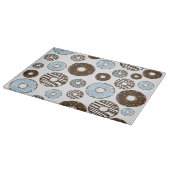 ドーナツ、青いドーナツ、茶色のドーナツのパターン カッティングボード (角)