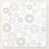 ドーナツ、青いドーナツ、茶色のドーナツのパターン ガラスコースター (裏面)