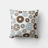 ドーナツ、青いドーナツ、茶色のドーナツのパターン クッション (正面)