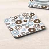 ドーナツ、青いドーナツ、茶色のドーナツのパターン コースター (左側)