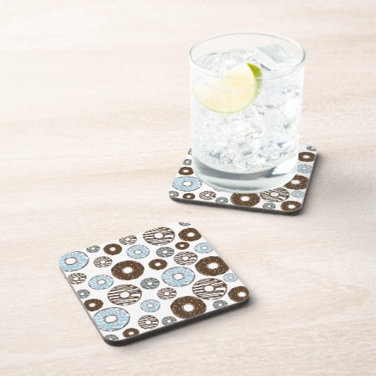 ドーナツ、青いドーナツ、茶色のドーナツのパターン コースター (右側)