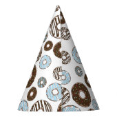 ドーナツ、青いドーナツ、茶色のドーナツのパターン パーティーハット (裏面)