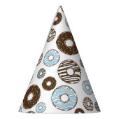 ドーナツ、青いドーナツ、茶色のドーナツのパターン パーティーハット (左)