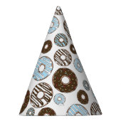ドーナツ、青いドーナツ、茶色のドーナツのパターン パーティーハット (右)