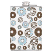 ドーナツ、青いドーナツ、茶色のドーナツのパターン フラスク (裏面)