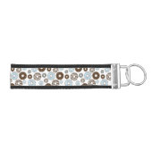 ドーナツ、青いドーナツ、茶色のドーナツのパターン リストバンドキーホルダー (鍵右)