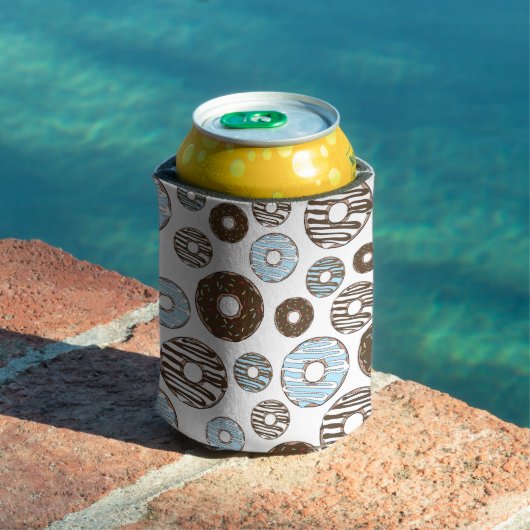 ドーナツ、青いドーナツ、茶色のドーナツのパターン 缶クーラー (インサイチュ プール)