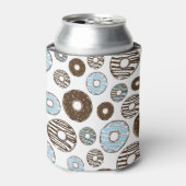 ドーナツ、青いドーナツ、茶色のドーナツのパターン 缶クーラー (缶正面)