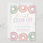 ドーナツ 1歳の誕生日招待状 ドーナツ大きくなったよ アクア 招待状 (正面)