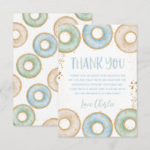 ドーナツ 1歳の誕生日 フラット サンクス カード ピンク ブルー (正面/裏面)