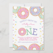 ドーナツ 1歳の誕生日 招待状 ピンクのスプリンクル (正面)