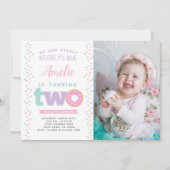 ドーナツ 2歳の誕生日招待状（写真付き） 招待状 (正面)