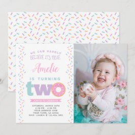 ドーナツ 2歳の誕生日招待状（写真付き） 招待状