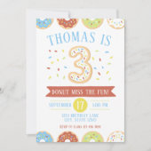 ドーナツ 3歳 誕生日 招待状 (正面)