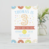 ドーナツ 3歳 誕生日 招待状 (スタンド正面)