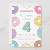 ドーナツ 4歳の誕生日 招待状 (正面)