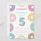 ドーナツ 5歳の誕生日 招待状 (正面)