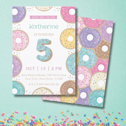 ドーナツ 5歳の誕生日 招待状