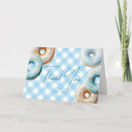ドーナツ | Blue Gingham Boyベビーシャワー サンキューカード