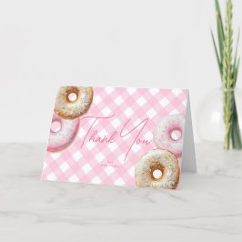 ドーナツ | Pink Gingham Girl Baby Shour サンキューカード
