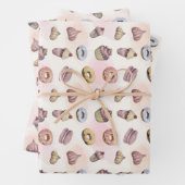 ドーナツCupcakesかわいいトレンディーウッドランドウォーター色 ラッピングペーパーシート (インサイチュ)