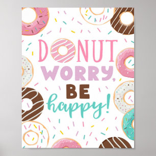 ドーナツDecor Dout Worry Be Happy Poster Sign ポスター