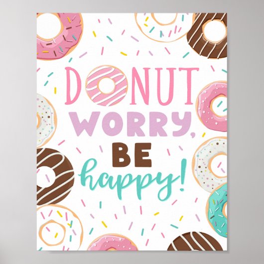 ドーナツDecor Dout Worry Be Happy Poster Sign ポスター (正面)