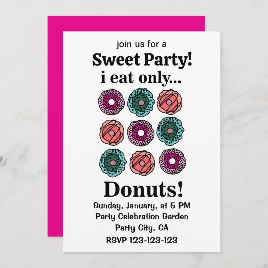 ドーナツI食べのみ 招待状 (正面/裏面)