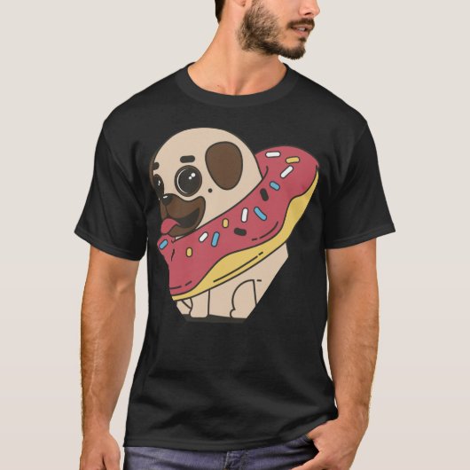 ドーナツpug mops hunde dogs鳥焼いた品 tシャツ (正面)