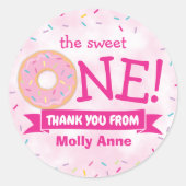 ドーナツRainbow Sprinkles 1st Birthdayありがとう ラウンドシール (正面)