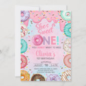 ドーナツSweet One girl 1st birthday招待状。 招待状 (正面)