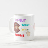 ドーナツTOUCHマイフォンおもしろい コーヒーマグカップ (正面左)
